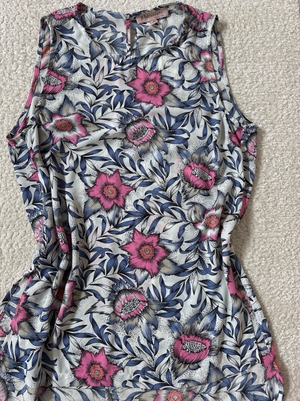 Philosophy Floral Sleeveless Camisole in Pink, Blue and White